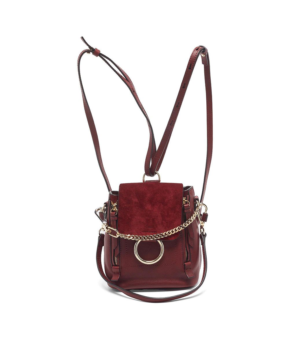 Б/у женский рюкзак Chloe Faye Mini из кожи и замши
