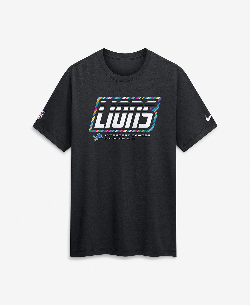 Nike мужская футболка Dri-Fit для скамейки запасных Black Detroit Lions 2026 NFL Cruical Catch