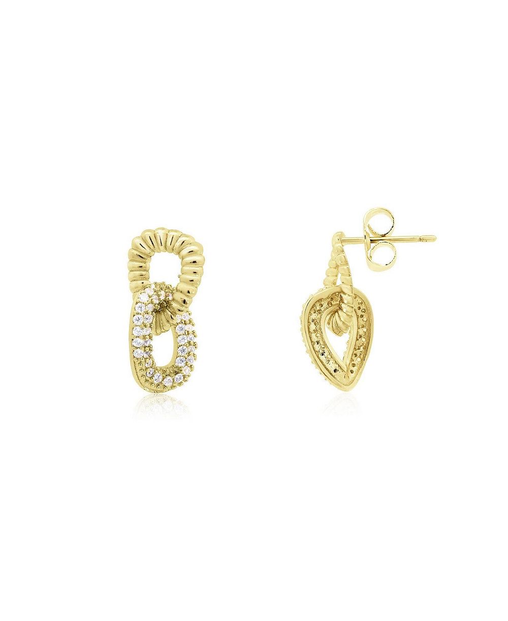 Серьги-кольца The Lovery с фианитами, позолота 14K на латуни