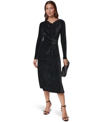 Donna Karan New York женское бархатное платье А-силуэта с длинным рукавом и вырезом-кашейкой