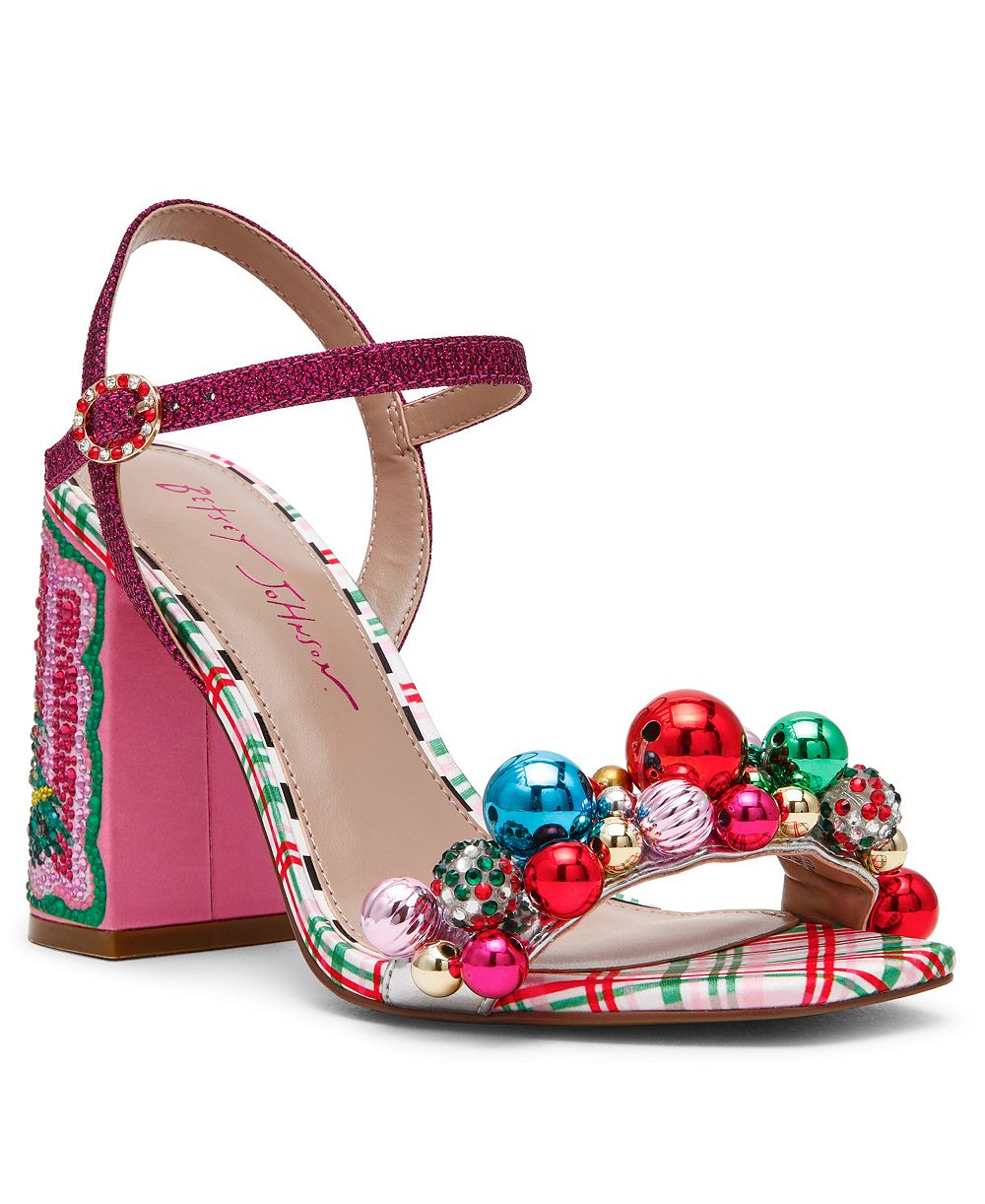Сандалии Betsey Johnson Jolly с квадратным носком, декором и блочным каблуком для женщин
