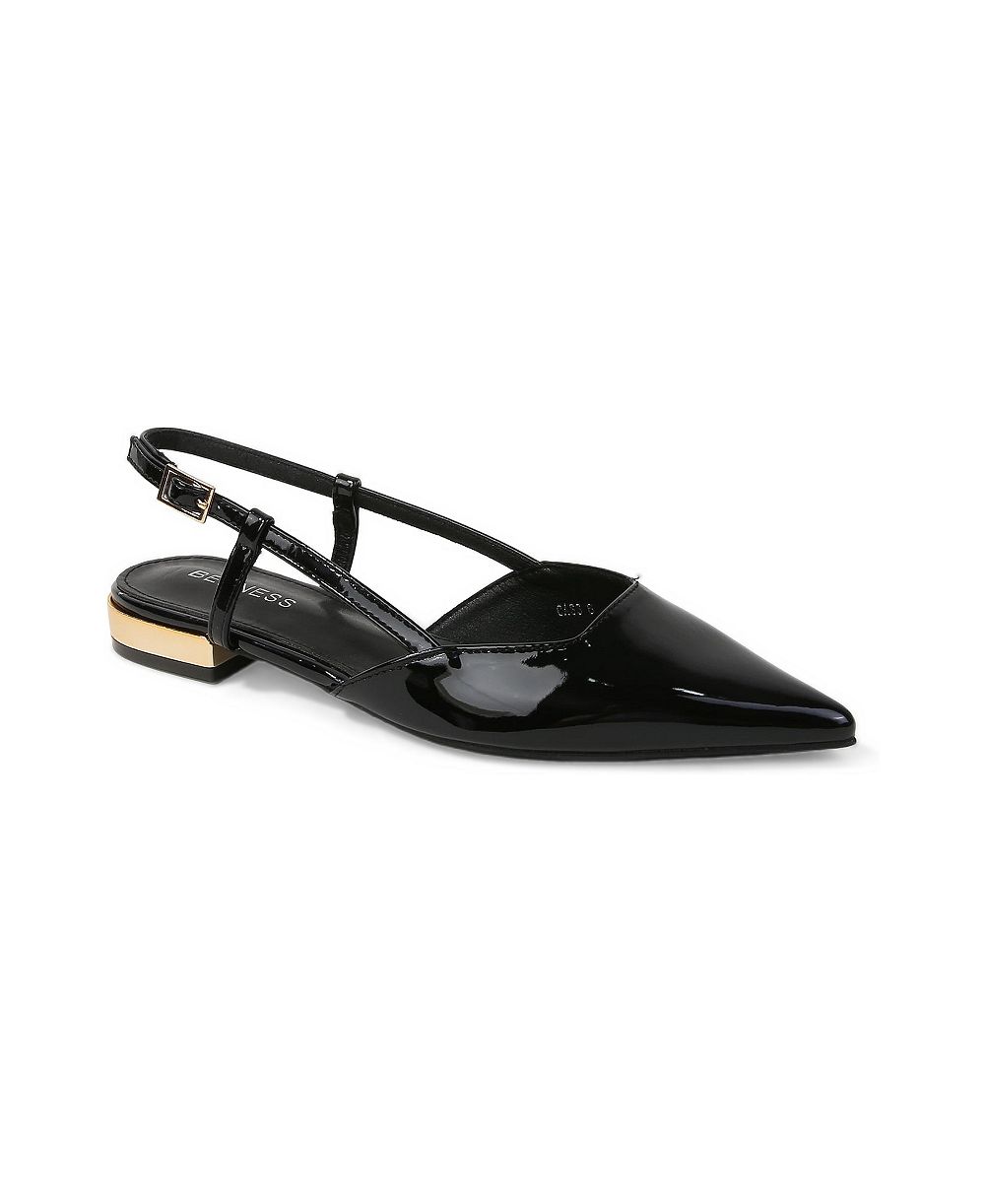 Berness Cass Patent Slingback Flats with Gold-Tone Heel