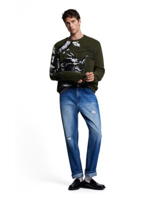 Desigual Мужские джинсы Straight-Leg Medium Wash Distressed