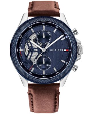 Tommy Hilfiger мужские кварцевые часы с коричневым кожаным ремешком 44 мм Clark