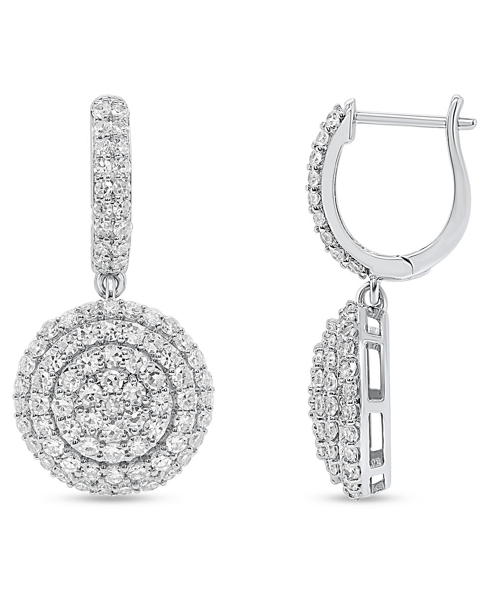 Forever Grown Diamonds серьги-капли с кластером лабораторных бриллиантов (2 карата суммарно), стерлинговое серебро (также в позолоте 14k)