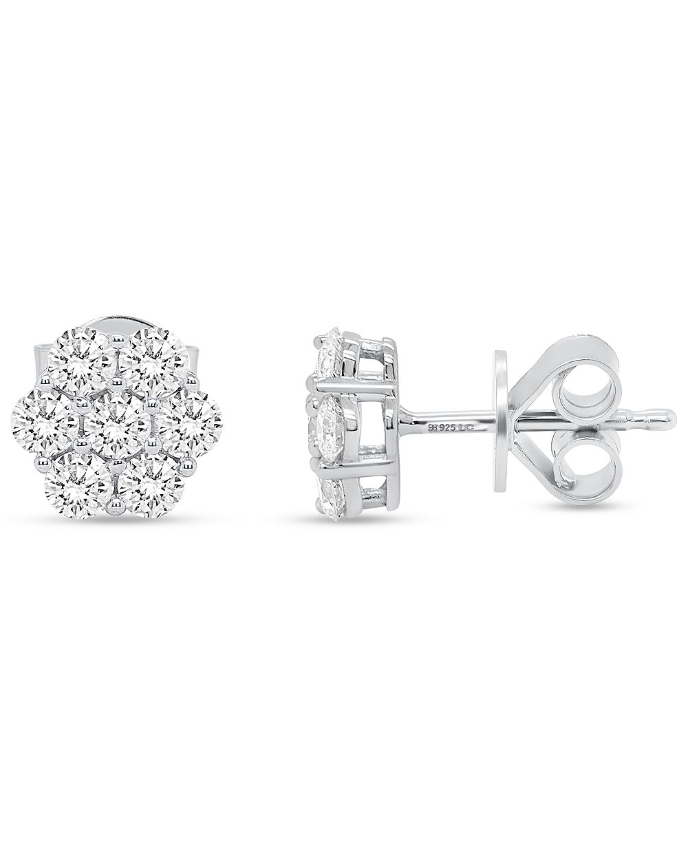 Серьги-гвоздики с бриллиантами в оправе из стерлингового серебра, Forever Grown Diamonds