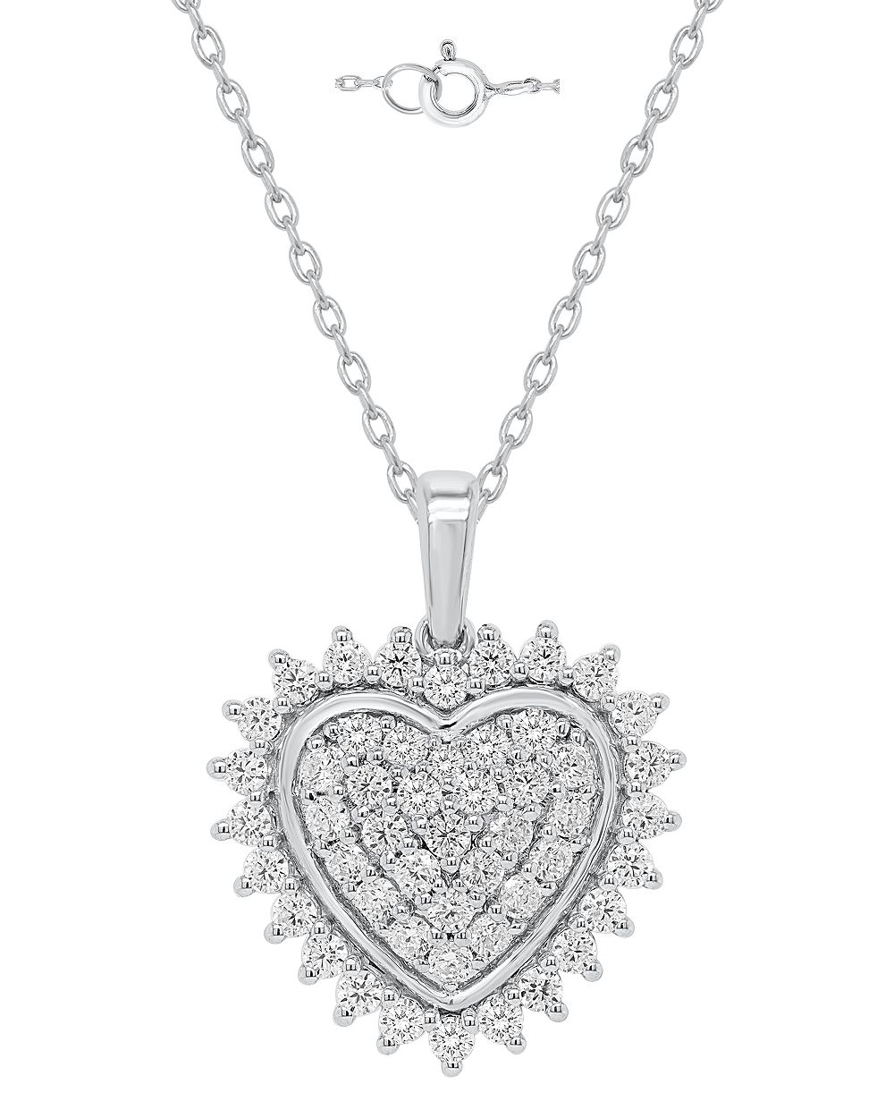 Forever Grown Diamonds кулон-подвеска в форме сердца из кластера лабораторно выращенных бриллиантов (1 карат суммарно) в стерлинговом серебре
