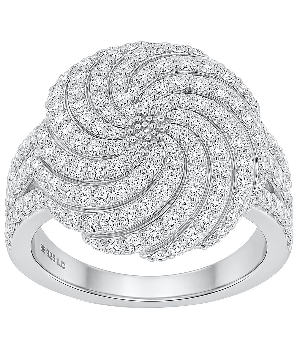 Forever Grown Diamonds Lab-Grown Diamond Swirl Cluster Ring (2 ct. t.w.) in Sterling Silver
