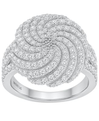 Forever Grown Diamonds Lab-Grown Diamond Swirl Cluster Ring (2 ct. t.w.) in Sterling Silver