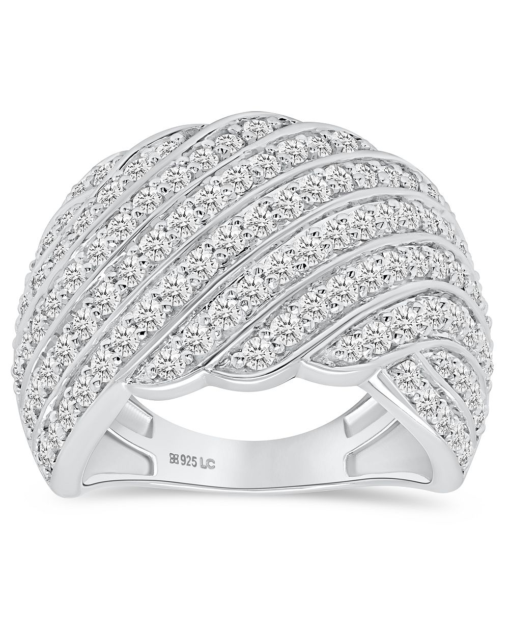 Forever Grown Diamonds Lab-Grown Diamond Dome Ring (2 ct. t.w.) in Sterling Silver (Also Available in Sterling Silver & 14k Gold-Plated)