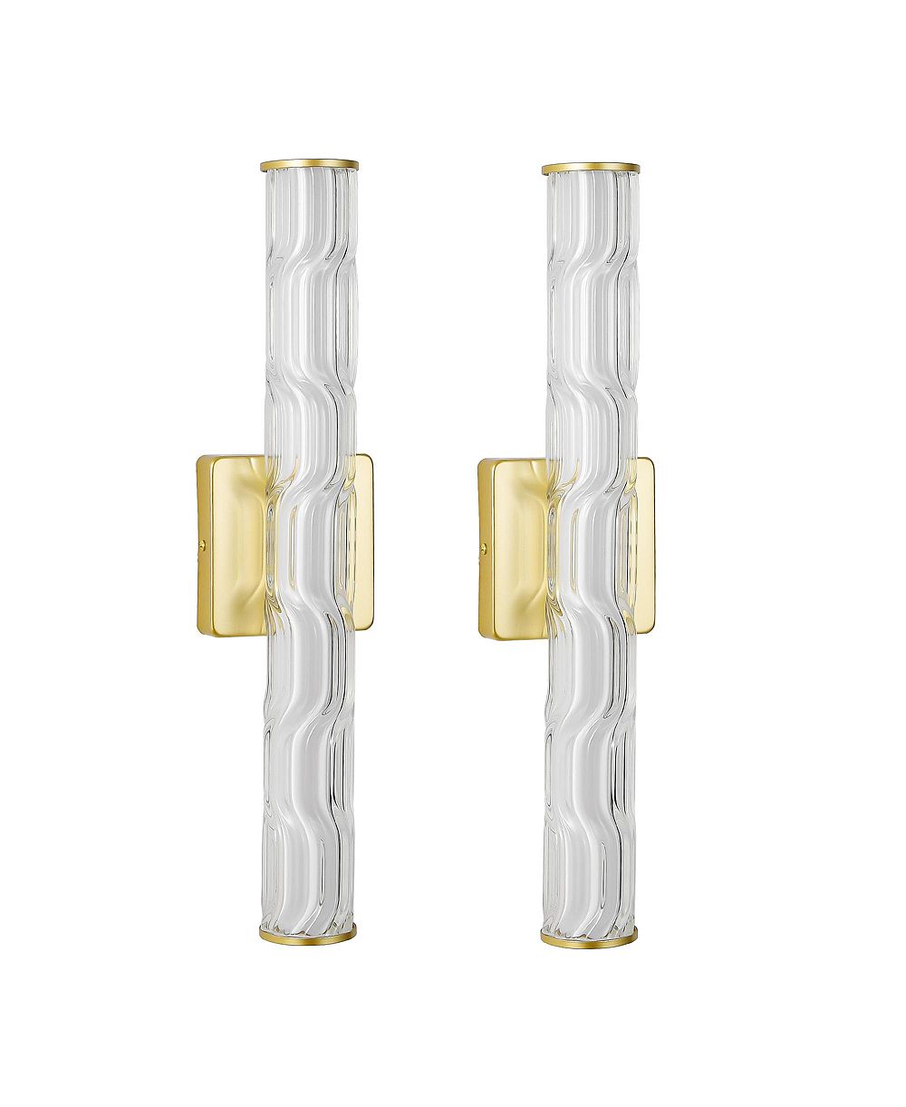 BUSDYAS 19.7 Inch Bathroom Wall Sconce Set of 2 Modern Single Light K9 Crystal Vanity Wall Lamp for Bedroom Living Room Stairway Hallway