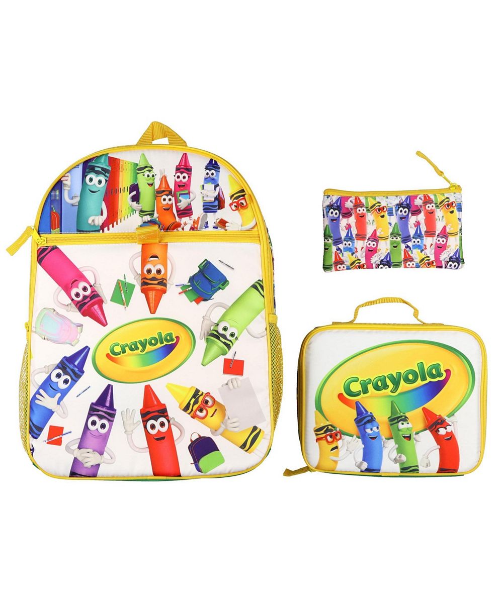 Crayola детский рюкзак Crayon Crew, набор из 3 предметов с отстегивающимся пеналом и контейнером для обеда
