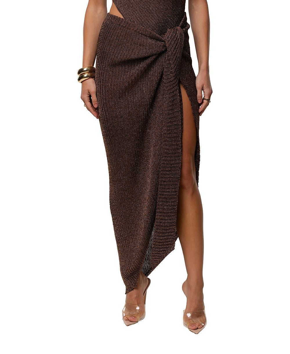 JLUXLABEL Women's Hazel Metallic Wrap High-Waisted Skirt
