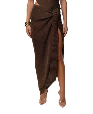 Юбка JLUXLABEL Hazel Metallic Wrap с высокой талией для женщин