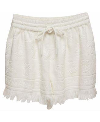 Pre-Owned Zimmermann Women's Palm Tree Terry Cotton Fringed Shorts