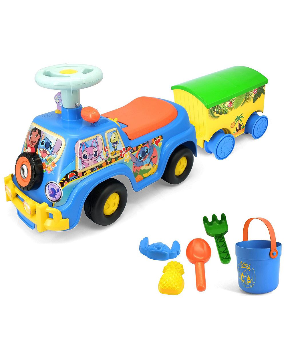 Kiddieland Световая и звуковая поездка на автодоме и прицепе с мигающими огнями и звуками, Stitch, для детей 12-24 месяцев