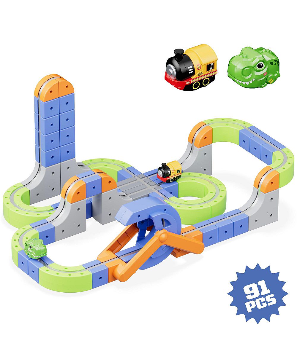 Contixo MT4 Motorized Rechargeable Magnetic Track 91-Piece Building Set, Ages 3+