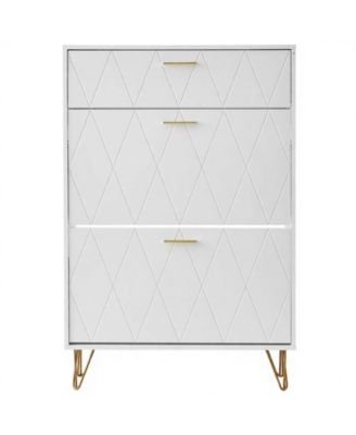 Slickblue Freestanding Shoe Organizer Cabinet with 3 Flip Drawers for Entryway