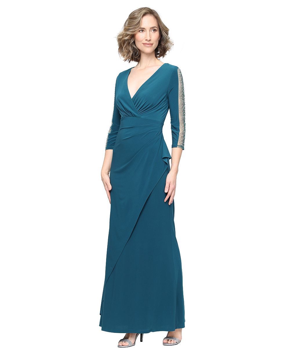 SL Fashions Petite Платье-мантия с бисером и вырезом-шалью