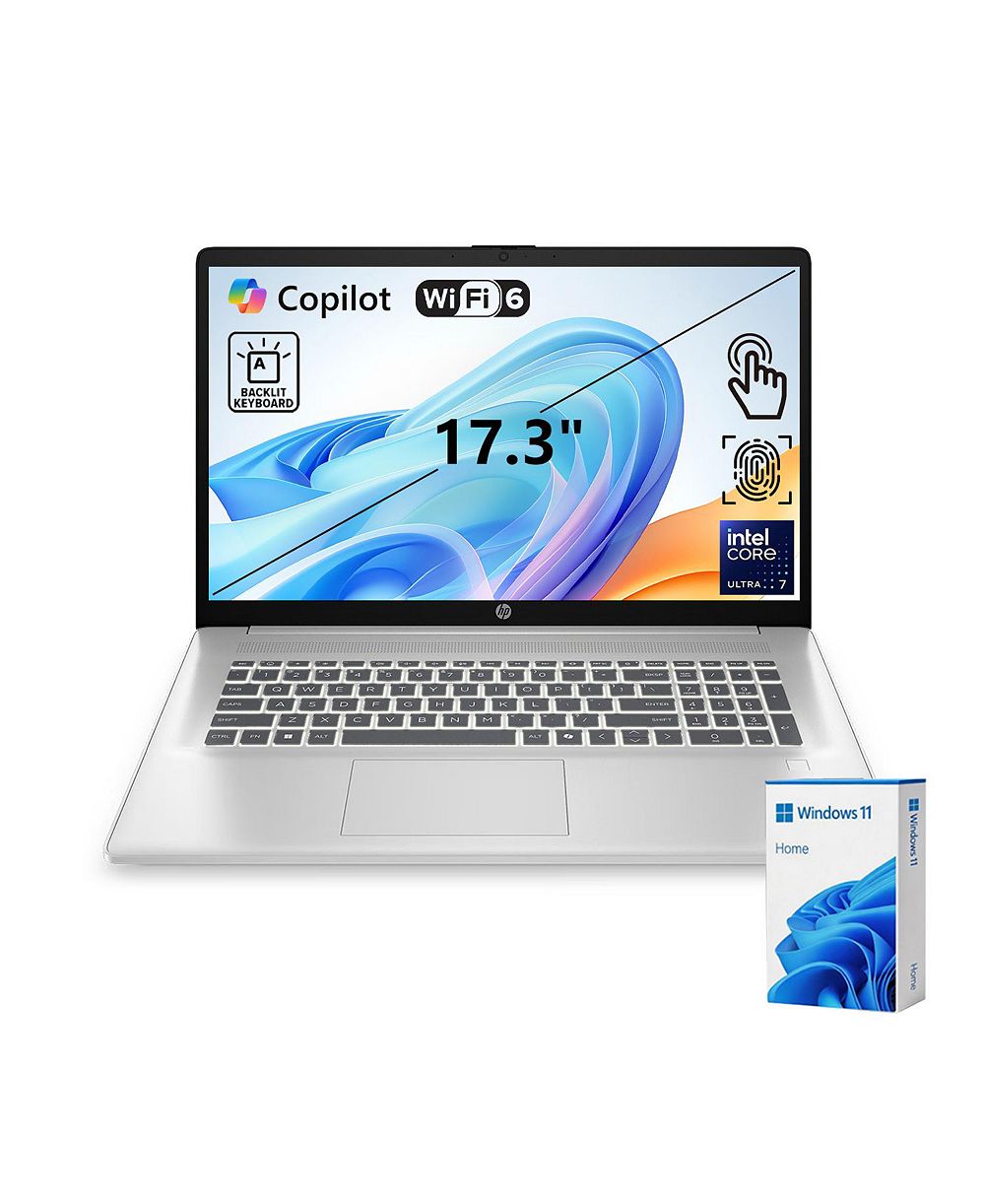 Бизнес-ноутбук HP Copliot AI с сенсорным экраном 17,3 дюйма, Intel Core Ultra 7 255U, графика Intel, 8 ГБ DDR5, 512 ГБ SSD, Wi-Fi 6, Win11 Home, серебристый