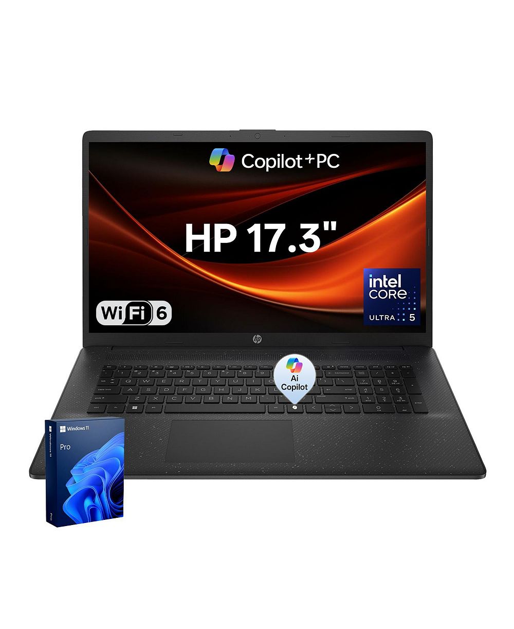 HP: бизнес-ноутбук с ИИ Copilot, 17,3 дюйма, процессор Core Ultra 5 225U, графика Intel, 64 ГБ DDR5, 1 ТБ SSD, Wi-Fi 6, Windows 11 Pro, черный