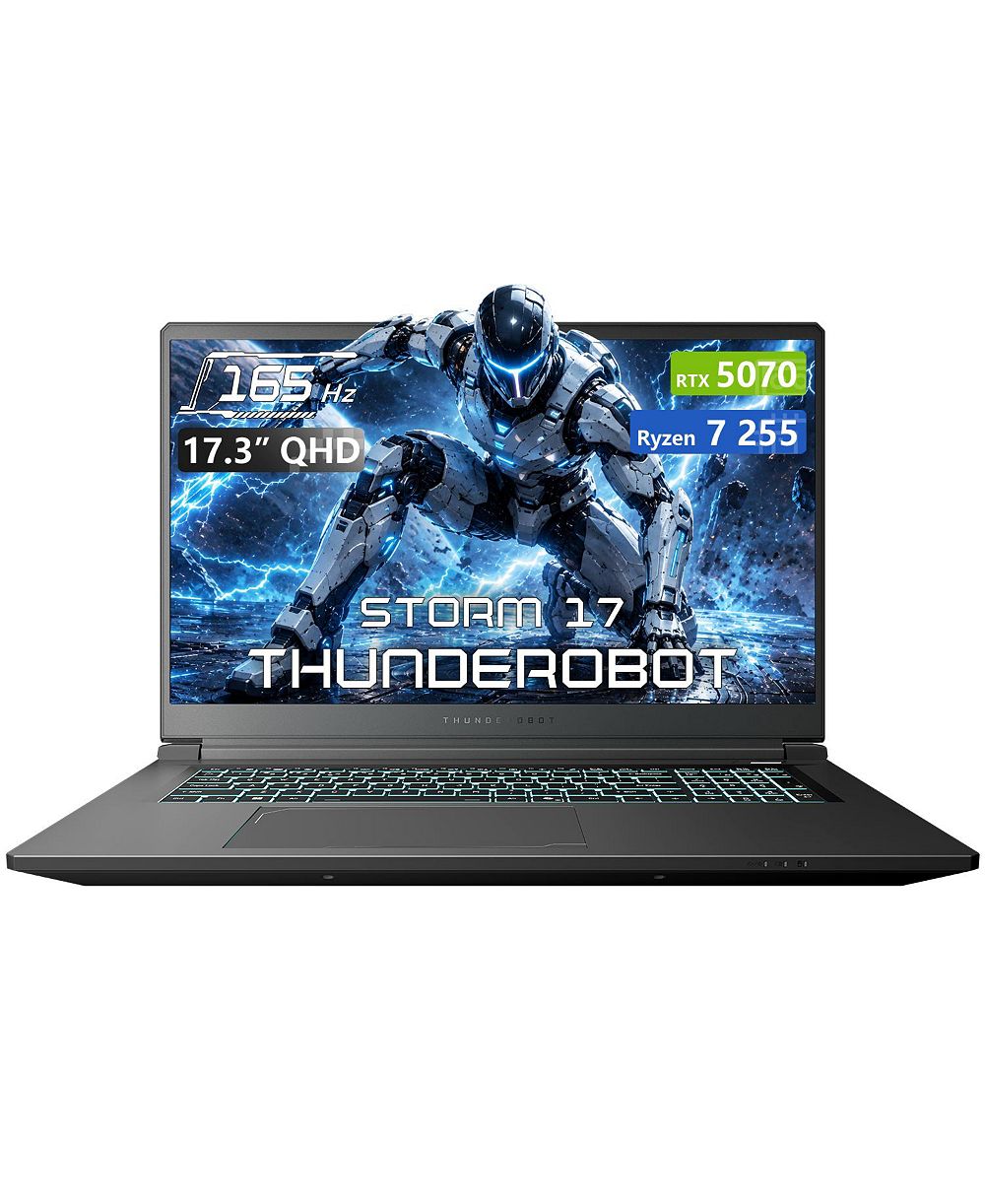 Игровой ноутбук Thunderobot Storm 17, 17,3" QHD 165Hz 2K, AMD Ryzen 7 255, NVIDIA GeForce RTX 5070, 32 ГБ DDR5, 2 ТБ SSD, Wi-Fi 6, Windows 11 Home, чёрный