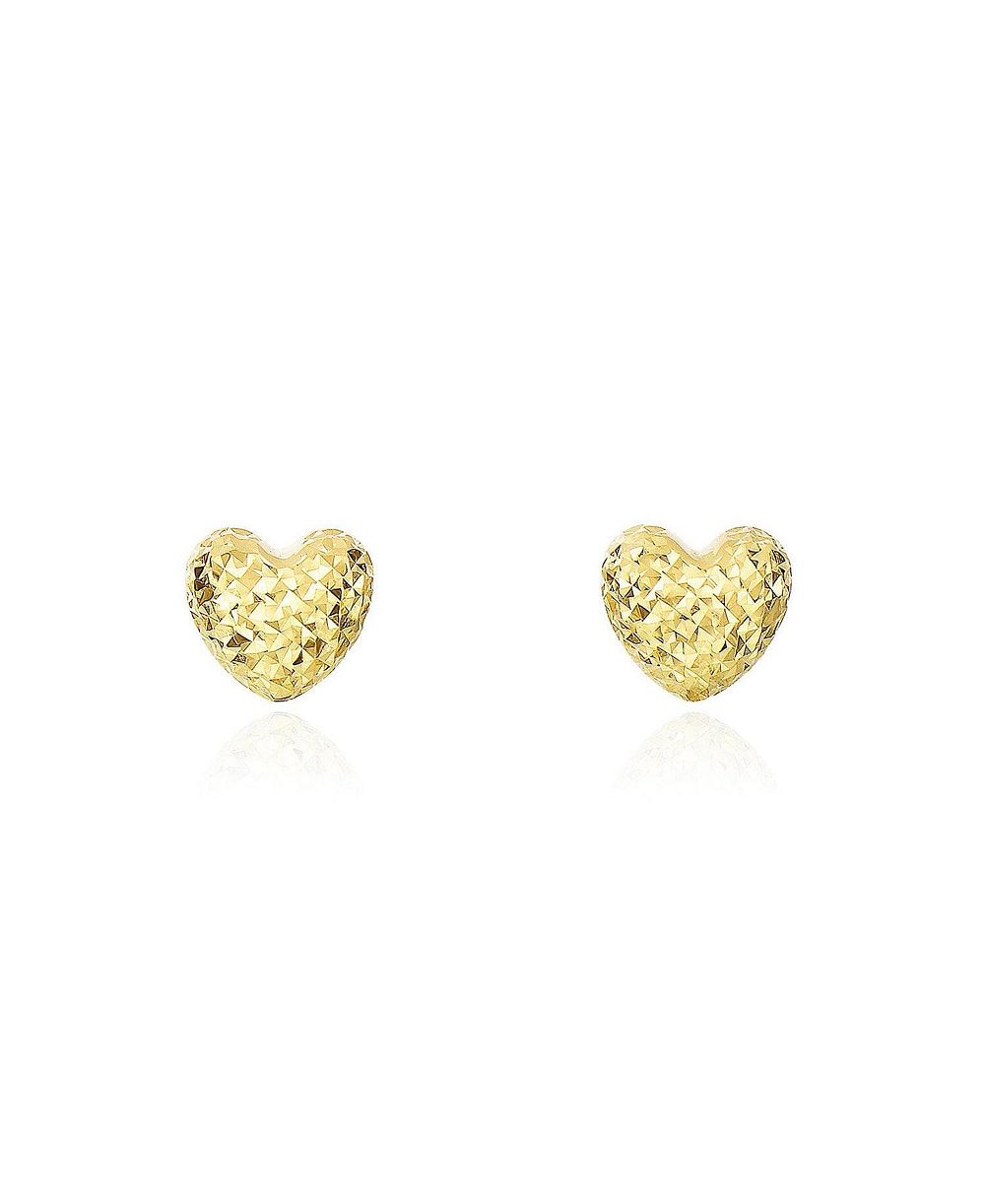 Серьги-гвоздики The Lovery в форме сердца с золотым блеском, 14K золото