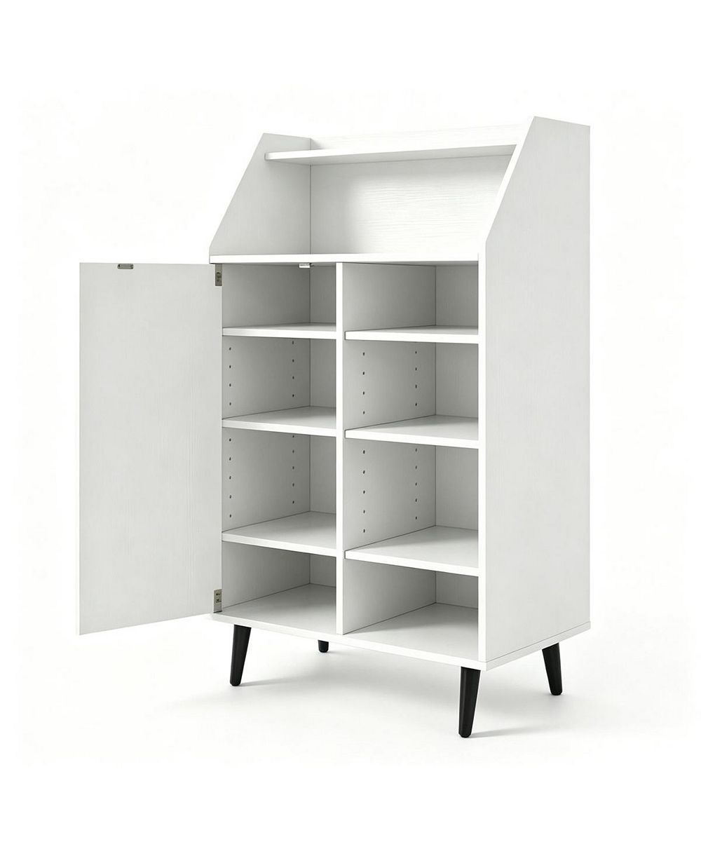 Slickblue Multi-Compartment Shoe Storage Cabinet with Countertop and Cubbies