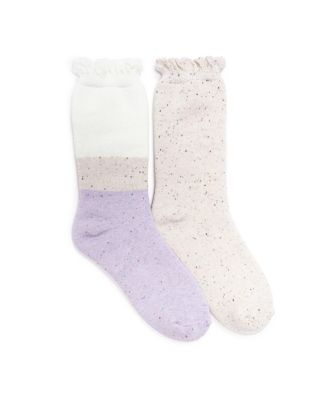 MUK LUKS Women's 2 Pair Pack Ruffle Heat Retainer Crew Socks