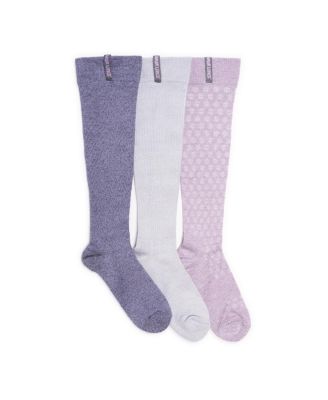 MUK LUKS Women's 3 Pair Pack Compression Knee High Bamboo Socks