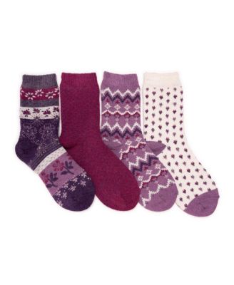 MUK LUKS Women's 4 Pair Pack Holiday Boot Socks