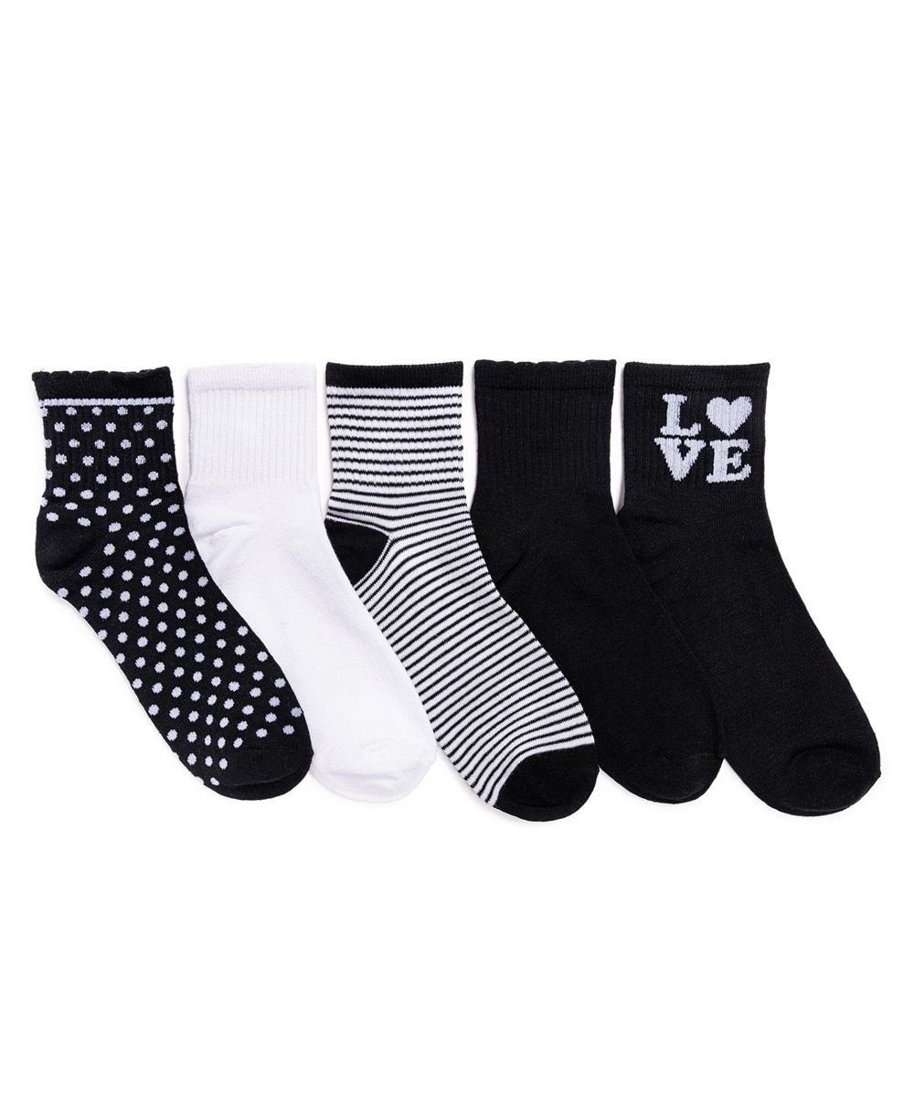 MUK LUKS Women's 5 Pair Pack Quarter Crew Novelty Bamboo Socks