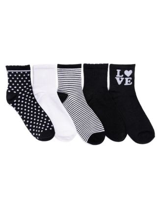 MUK LUKS Women's 5 Pair Pack Quarter Crew Novelty Bamboo Socks