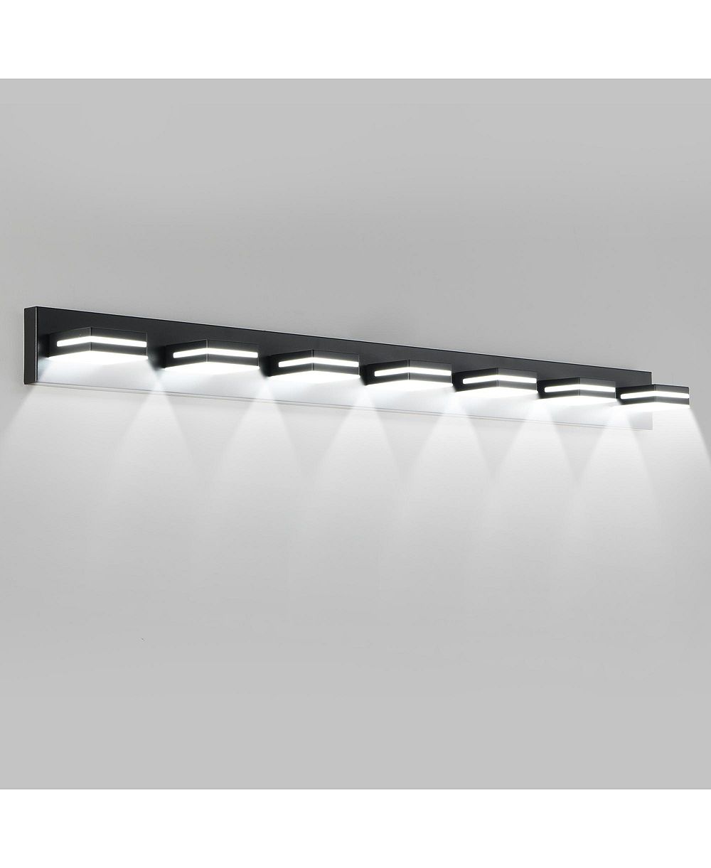BUSADAYS 7 Light Black Modern LED Vanity Light Wall Sconce for Bathroom and Mirror Sleek Minimalist Design Easy Installation