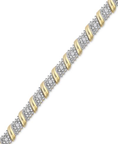 Браслет Diamond Diagonal Bar (1/4 ct. t.w.) из стерлингового серебра с напылением 14k Gold-Plated