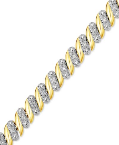 Macy's браслет Zig Zag с бриллиантами (1/4 ct. t.w.) из серебра 14k Gold-Plated