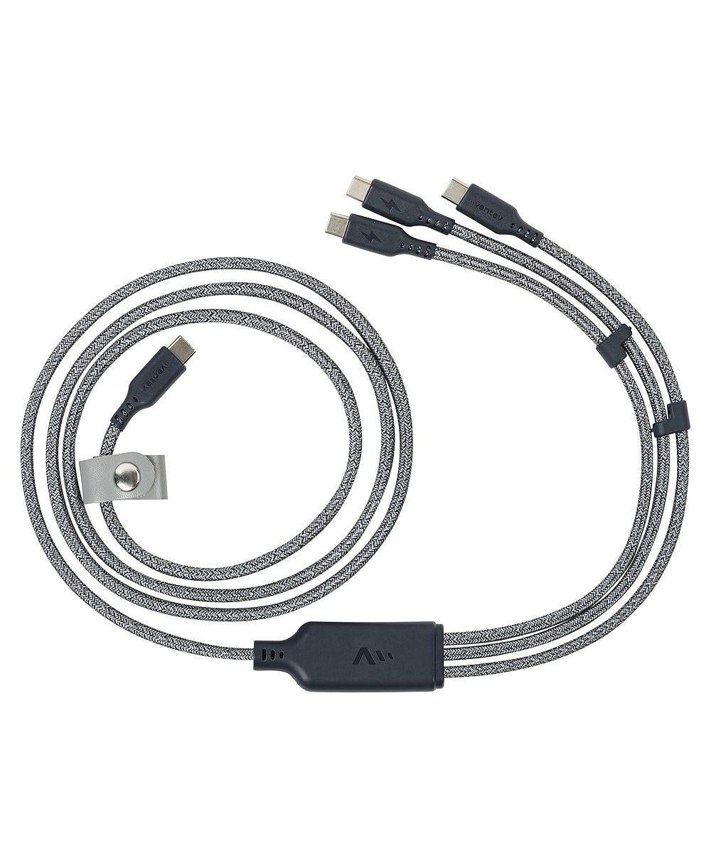 Кабель Ventev Ultrafast Trio 3-в-1 140Вт, плетеный USB-C на USB-C для ноутбуков, планшетов и телефонов