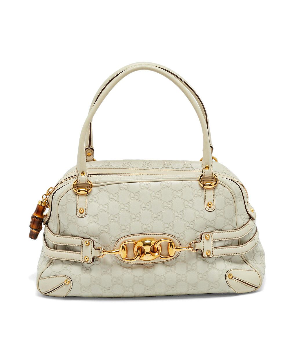 Pre-Owned Gucci Women's Large Wave Guccissima Leather Boston Satchel