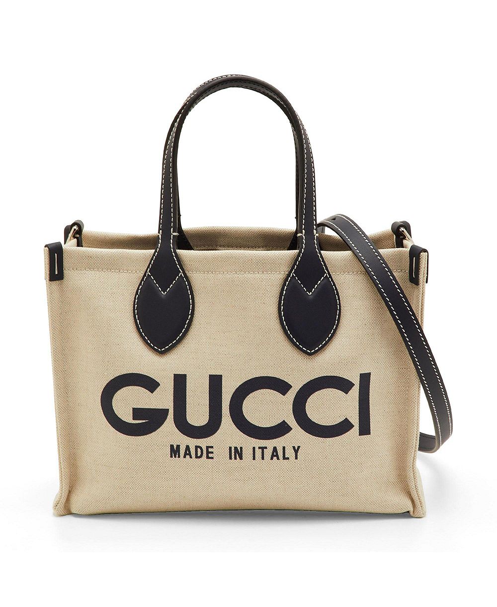 Б/у женская сумка-тоут Gucci из ткани с логотипом и кожи, маленький размер