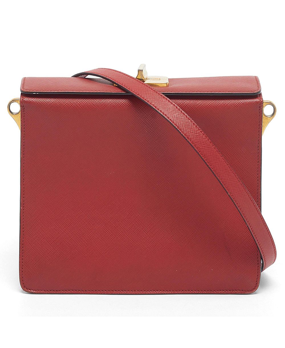 Б/у женская сумка через плечо Pre-Owned Prada из кожи Saffiano с поворотным замком
