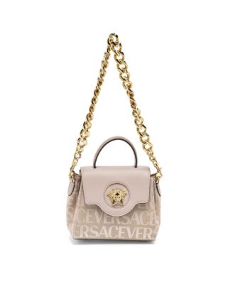 Б/у маленькая сумка Versace La Medusa с жаккардовым узором и кожаной ручкой