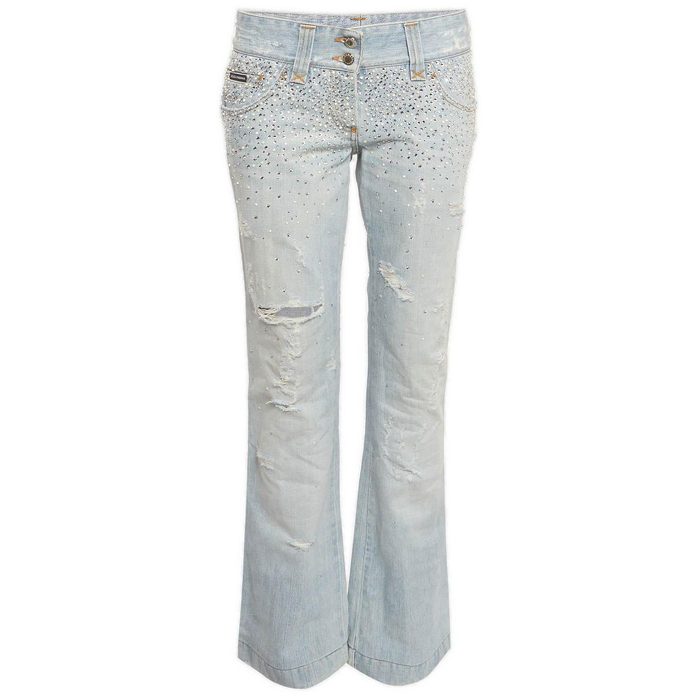Pre-Owned Dolce & Gabbana Women's Mid-Rise Rhinestone Boot-Cut Jeans