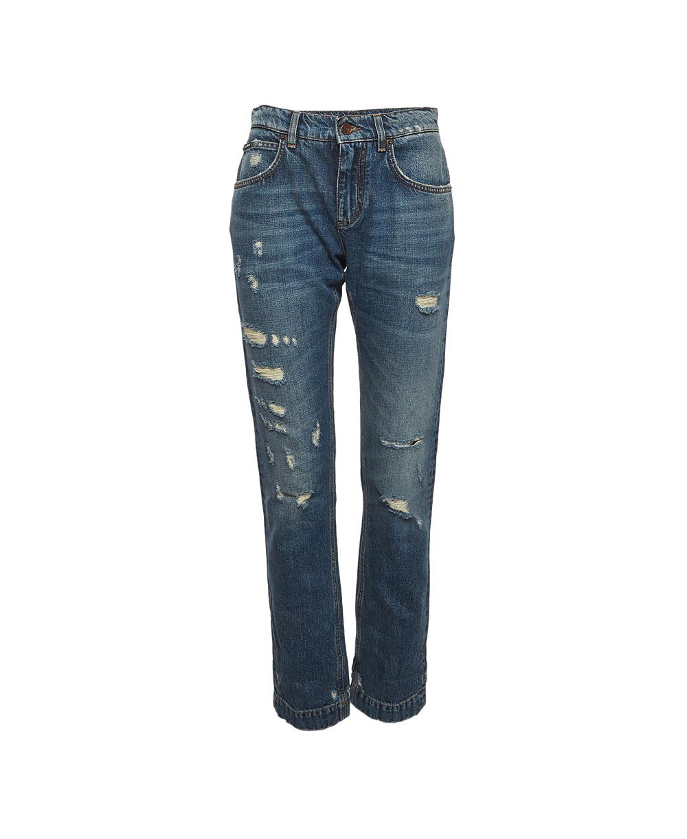 Pre-Owned Dolce & Gabbana Women's Baroque Heart Straight-Leg Mid-Rise Jeans