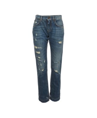 Pre-Owned Dolce & Gabbana Women's Baroque Heart Straight-Leg Mid-Rise Jeans