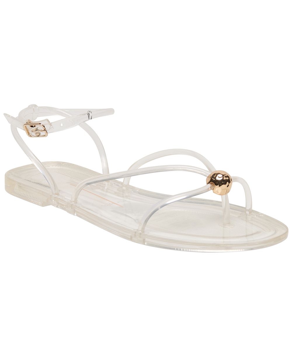 Dolce Vita Women's Kenley Vinyl Strappy Jewelry Stud Flat Sandals