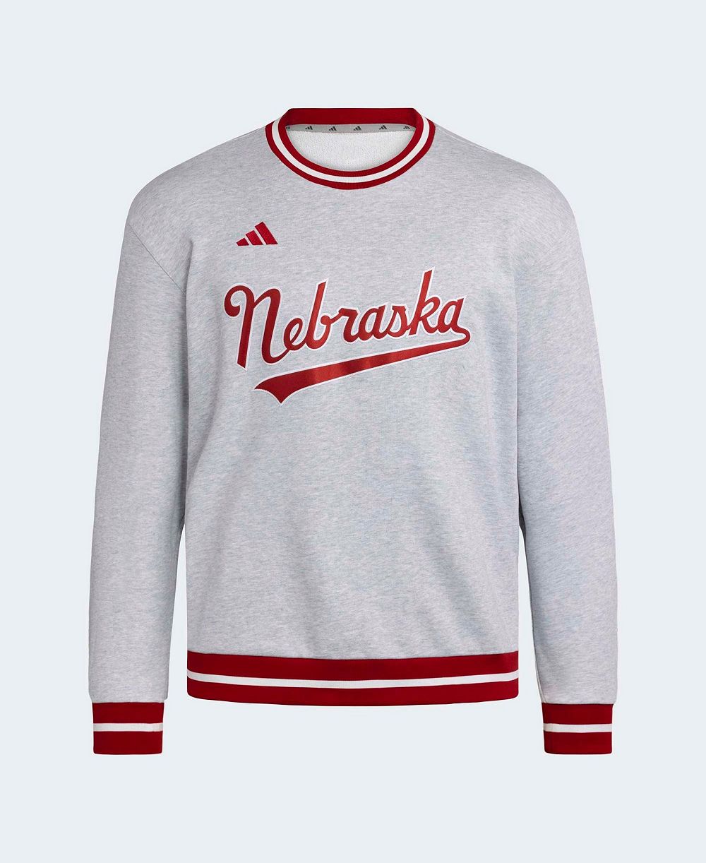 adidas Men's Gray Nebraska Huskers Dugout Collection Sweatshirt