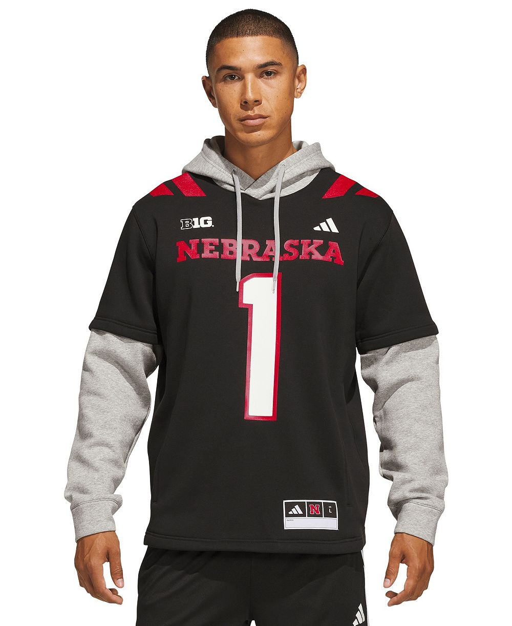 adidas Men's Black Nebraska Huskers Our Red Burns Brighter Strategy Jersey Hoodie