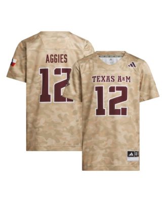 adidas Big Boys and Girls #12 Beige Texas A&M Aggies Honor & Support Strategy Football Jersey