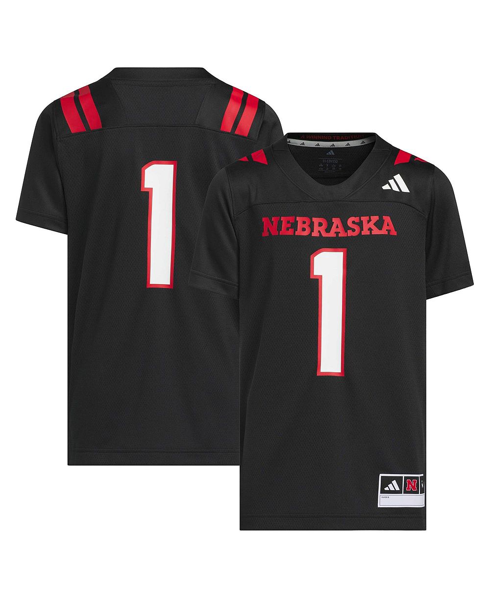 Реплика джерси для футбола adidas для мальчиков и девочек 1 Black Nebraska Huskers Our Red Burns Brighter Strategy