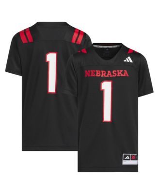 adidas Big Boys and Girls #1 Black Nebraska Huskers Our Red Burns Brighter Strategy Football Jersey
